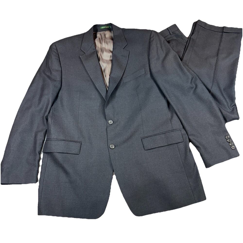 Lauren Ralph Lauren 44L 38x31 Wool Suit Charcoal Gray 2 Button Made Canada
